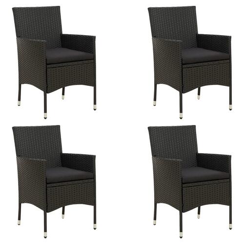 Havestole med hynder 4 stk. polyrattan sort