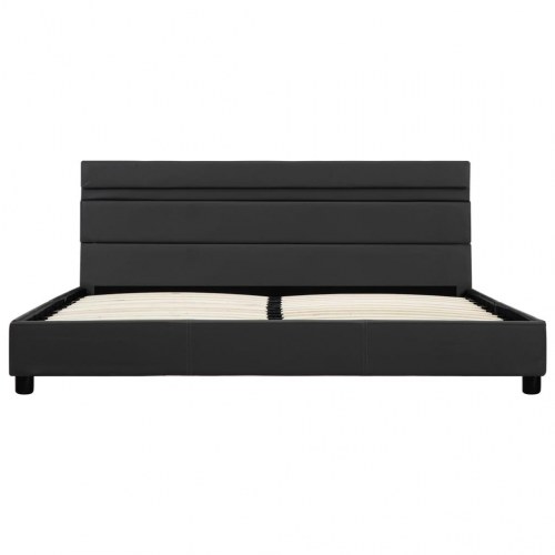 Sengestel med LED 140x200 cm kunstlæder grå