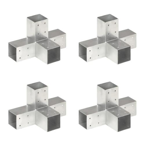 Stolpebeslag X-form 4 stk. 71x71 mm galvaniseret metal