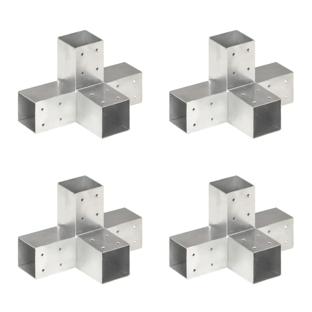 Stolpebeslag X-form 4 stk. 71x71 mm galvaniseret metal
