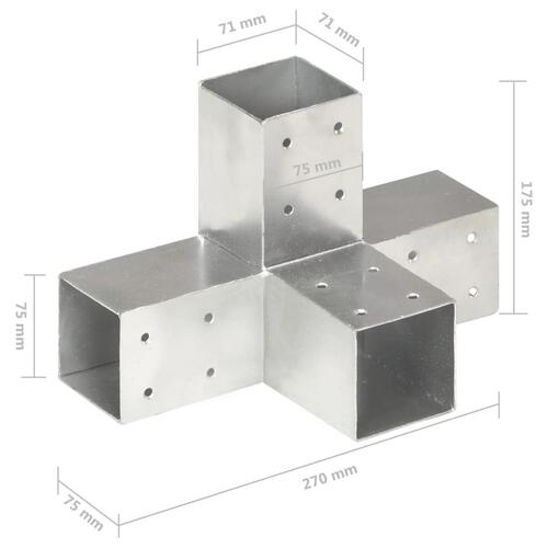 Stolpebeslag X-form 4 stk. 71x71 mm galvaniseret metal