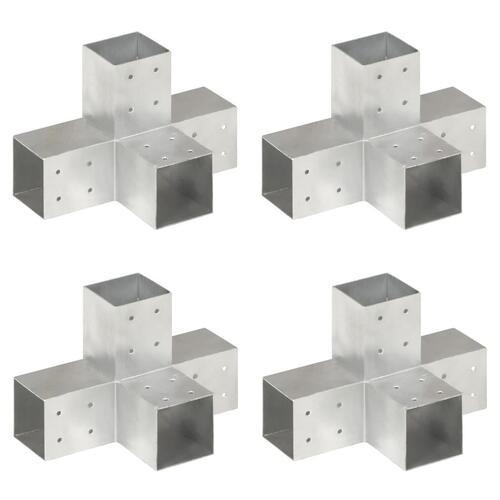 Stolpebeslag X-form 4 stk. 81x81 mm galvaniseret metal