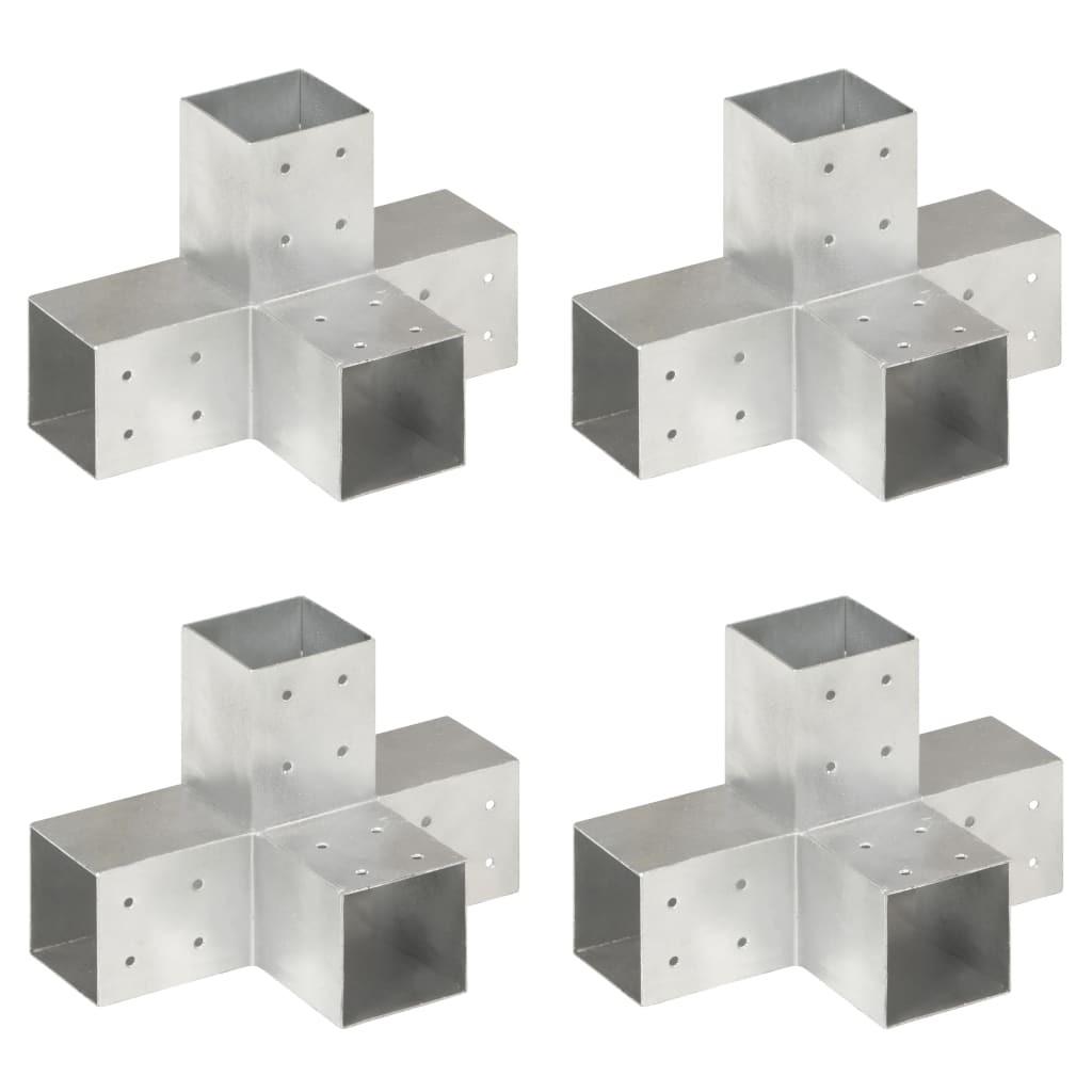 Stolpebeslag X-form 4 stk. 81x81 mm galvaniseret metal
