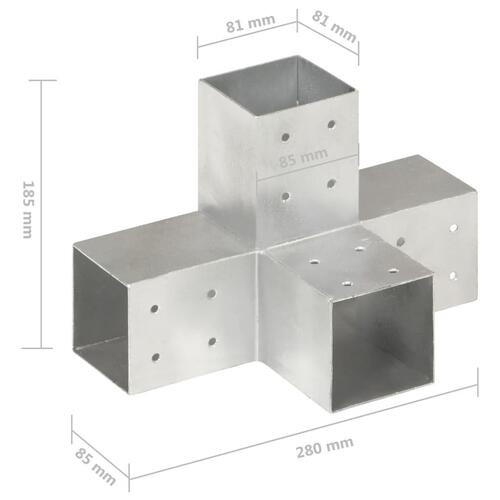 Stolpebeslag X-form 4 stk. 81x81 mm galvaniseret metal