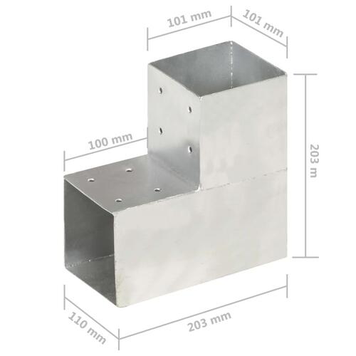 Stolpebeslag L-form 4 stk. 101x101 mm galvaniseret metal