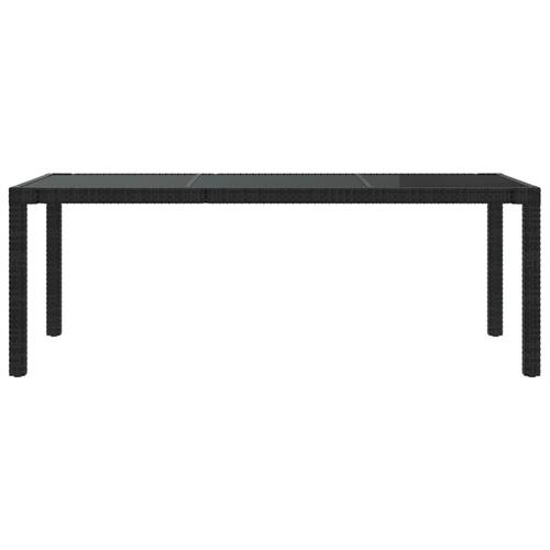 Havebord 190x90x75 cm hærdet glas og polyrattan sort