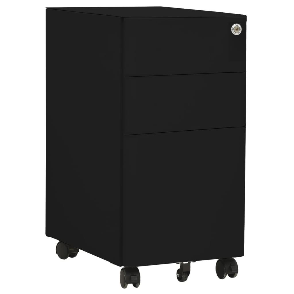 Mobilt arkivskab 30x45x59 cm stål sort