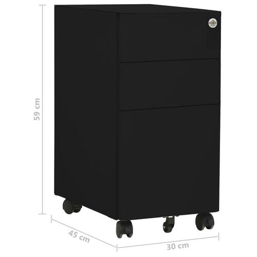 Mobilt arkivskab 30x45x59 cm stål sort