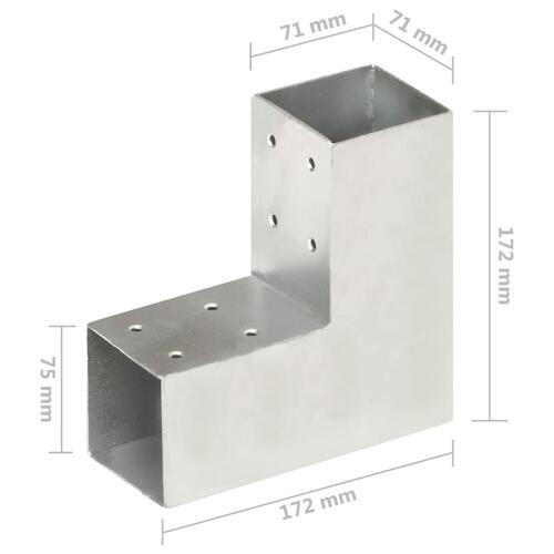 Stolpebeslag L-form 71x71 mm galvaniseret metal