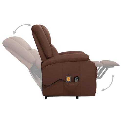 Med massagestol løftefunktion kunstlæder Brun