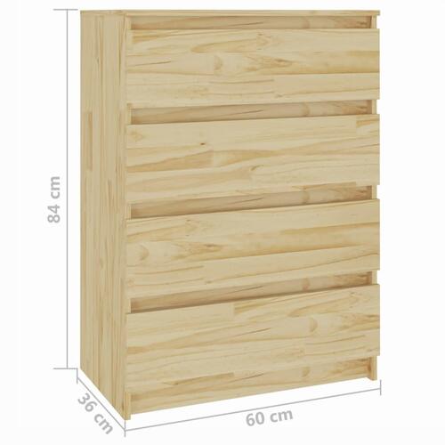 Kommode 60x36x84 cm massivt fyrretræ
