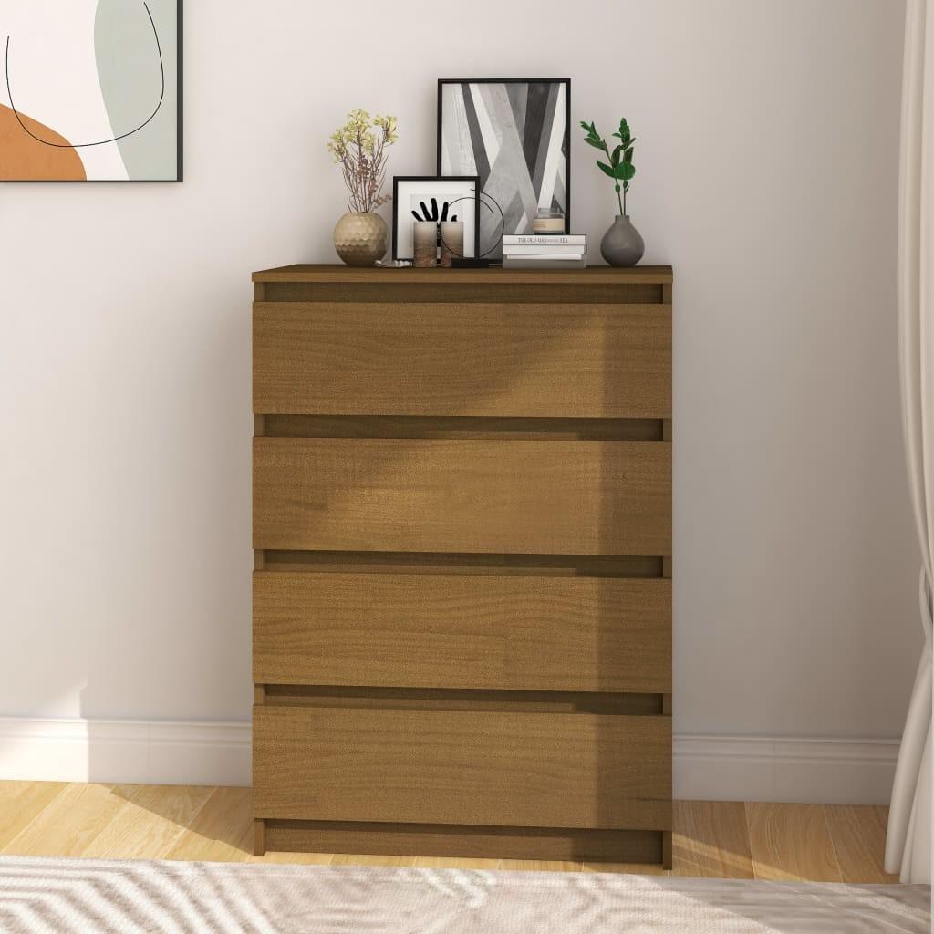 Sideskab 60x36x84 cm massivt fyrretræ gyldenbrun