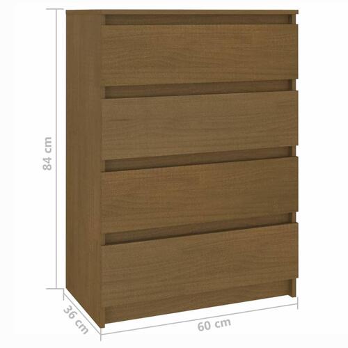Sideskab 60x36x84 cm massivt fyrretræ gyldenbrun