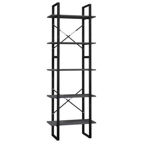 Bogreol 60x30x175 cm 5 hylder massivt fyrretræ grå