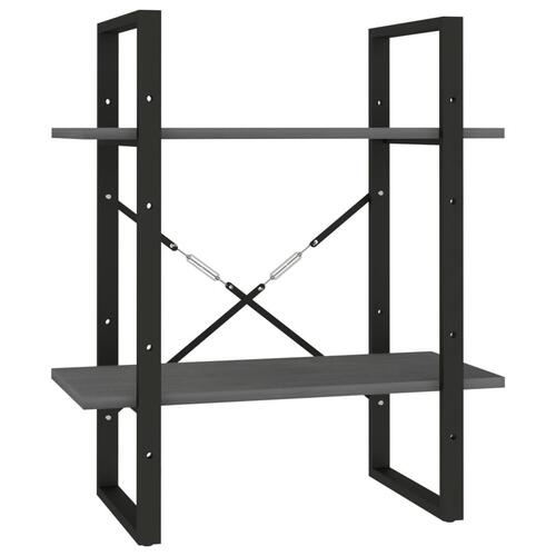 Bogreol 60x30x70 cm 2 hylder massivt fyrretræ grå