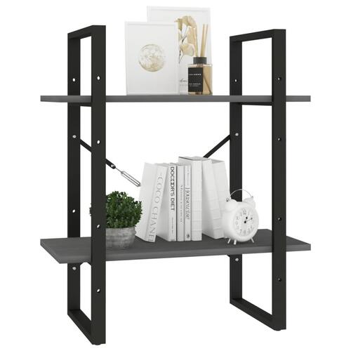 Bogreol 60x30x70 cm 2 hylder massivt fyrretræ grå