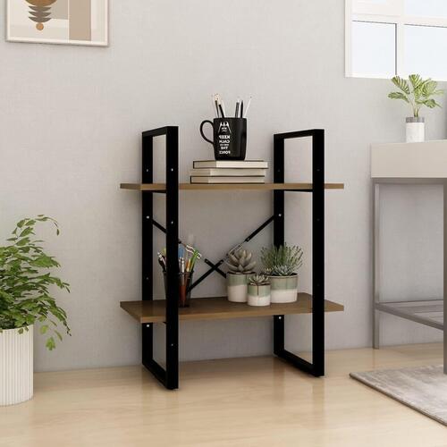 Bogreol med 2 hylder 60x30x70 cm massivt fyrretræ gyldenbrun