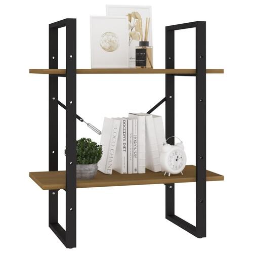 Bogreol med 2 hylder 60x30x70 cm massivt fyrretræ gyldenbrun