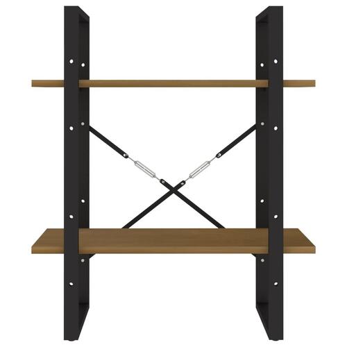 Bogreol med 2 hylder 60x30x70 cm massivt fyrretræ gyldenbrun