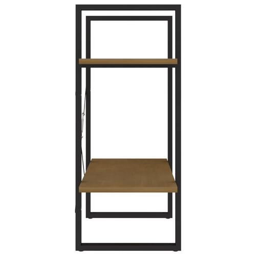 Bogreol med 2 hylder 60x30x70 cm massivt fyrretræ gyldenbrun