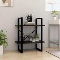 Bogreol med 2 hylder 60x30x70 cm massivt fyrretræ sort