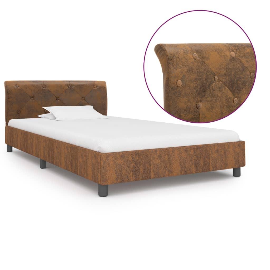 Sengestel 100 x 200 cm imiteret ruskind brun