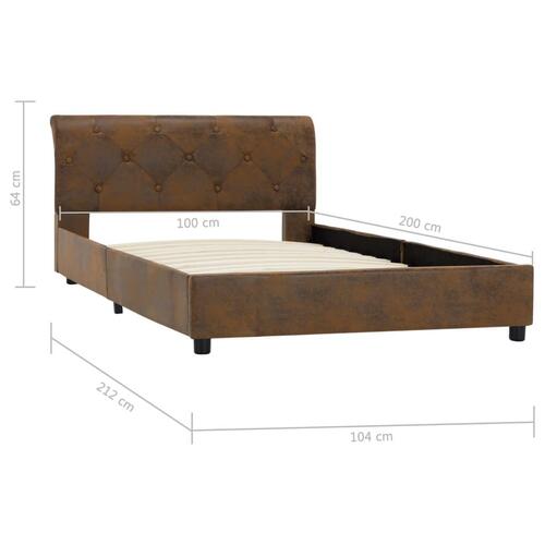 Sengestel 100 x 200 cm imiteret ruskind brun