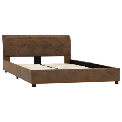 Sengestel 120 x 200 cm imiteret ruskind brun