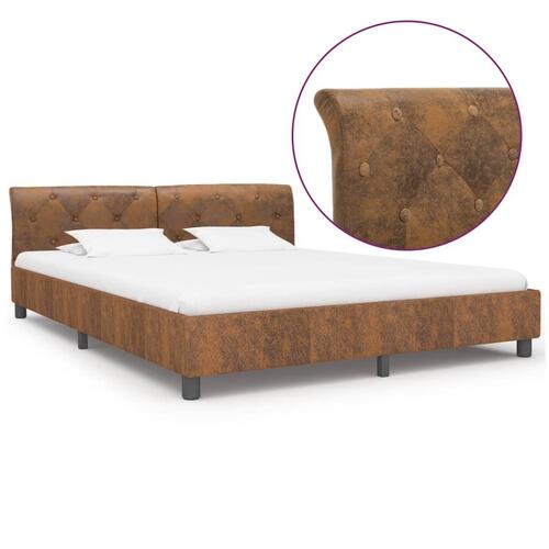 Sengestel 180 x 200 cm imiteret ruskind brun