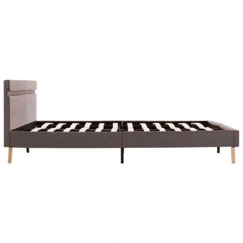 Sengestel med LED 180x200 cm stof gråbrun