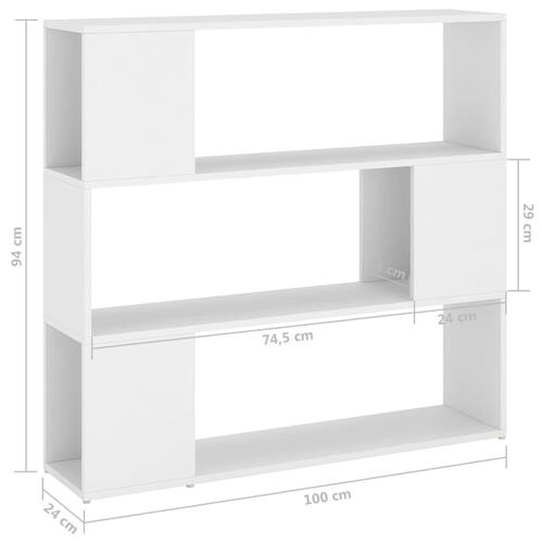 Bogreol/rumdeler 100x24x94 cm hvid