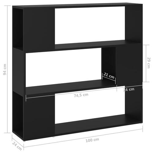 Bogreol/rumdeler 100x24x94 cm sort