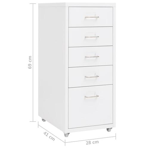 Mobilt arkivskab 28x41x69 cm metal hvid