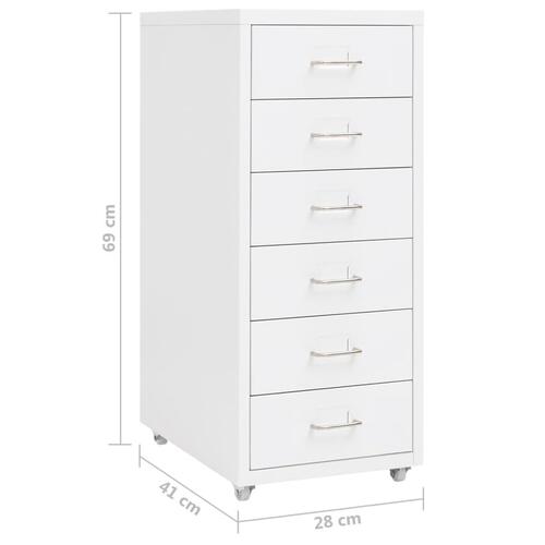 Mobilt arkivskab 28x41x69 cm metal hvid