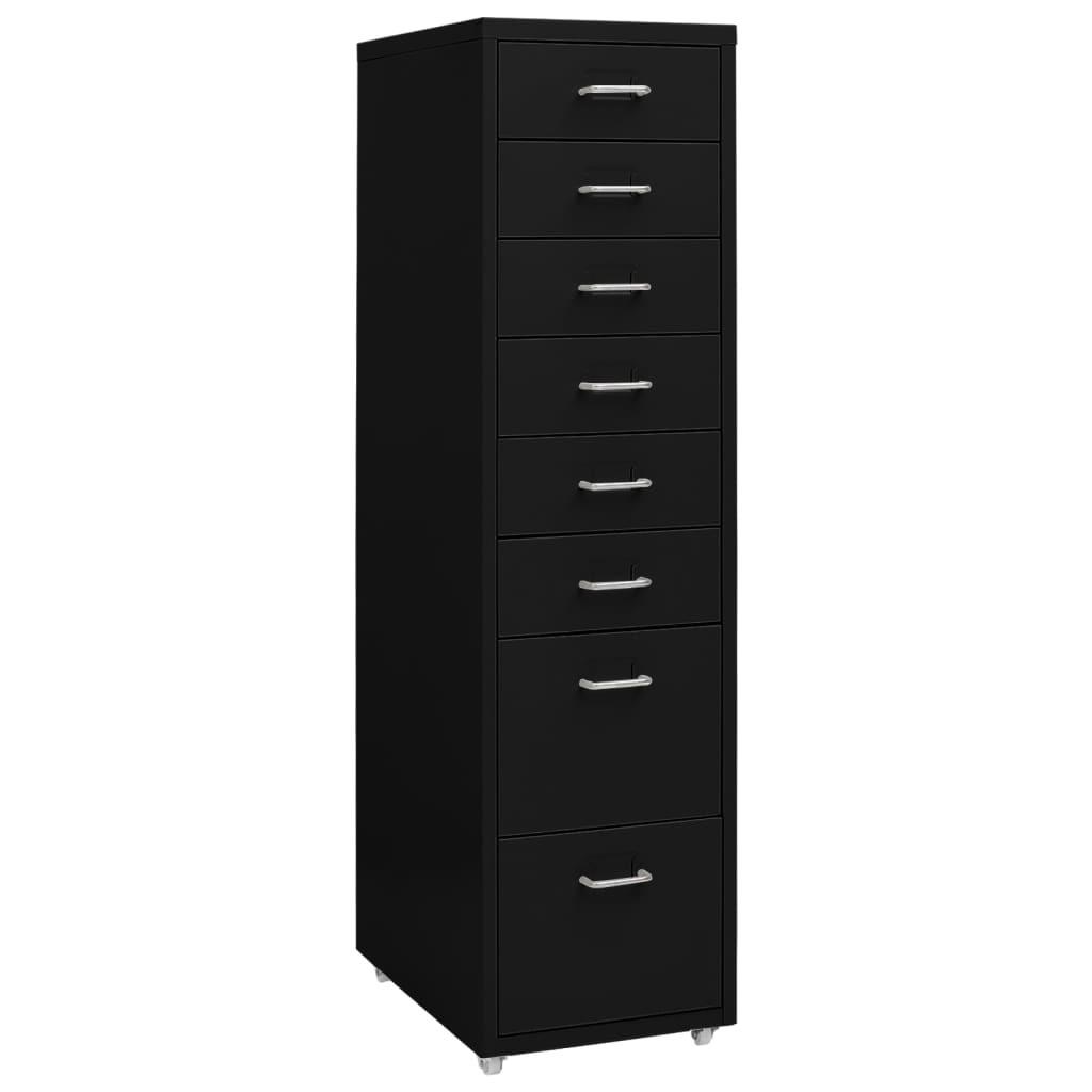 Mobilt arkivskab 28x41x109 cm metal sort