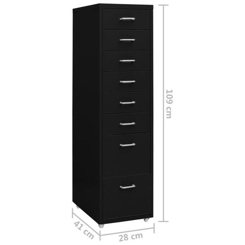 Mobilt arkivskab 28x41x109 cm metal sort