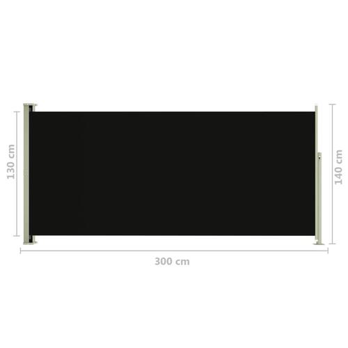 Sammenrullelig sidemarkise til terrassen 140x300 cm sort