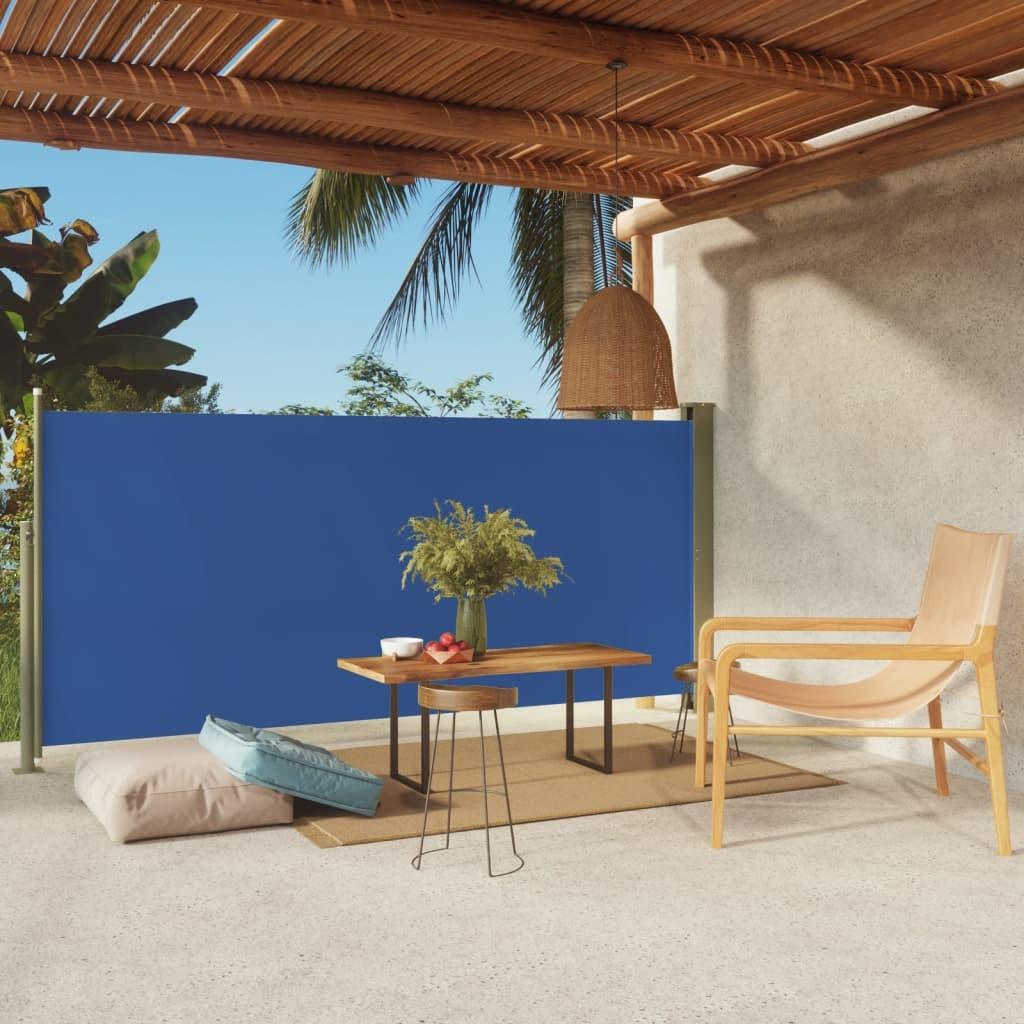Sammenrullelig sidemarkise til terrassen 140x300 cm blå