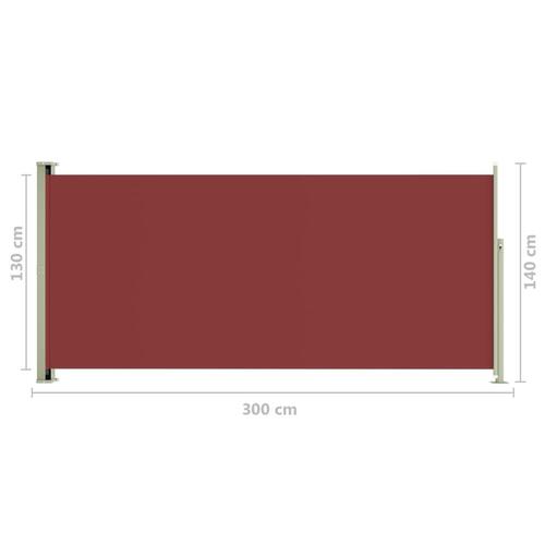 Sammenrullelig sidemarkise til terrassen 140x300 cm rød