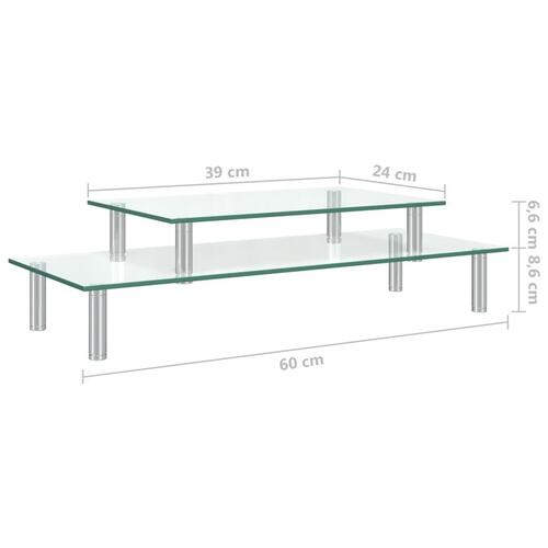 Skærmstander i 2 niveauer glas transparent