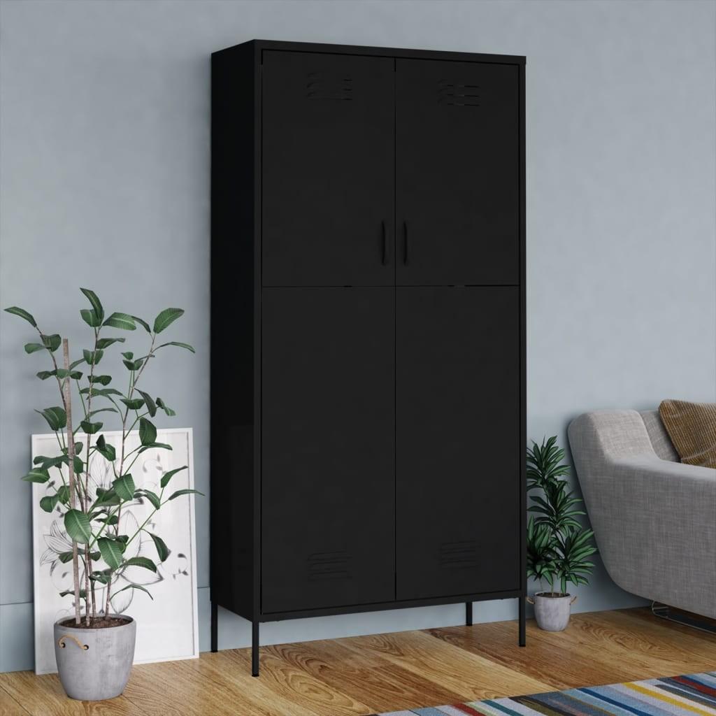Klædeskab 90x50x180 cm stål sort