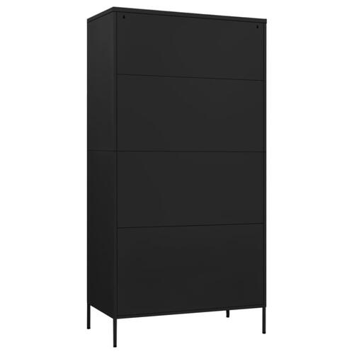 Klædeskab 90x50x180 cm stål sort