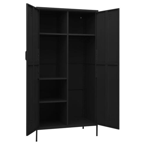 Klædeskab 90x50x180 cm stål sort