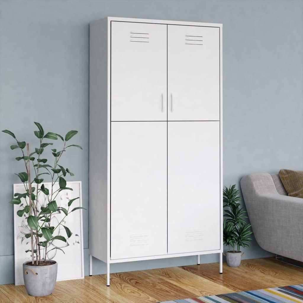 Klædeskab 90x50x180 cm stål hvid