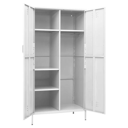 Klædeskab 90x50x180 cm stål hvid