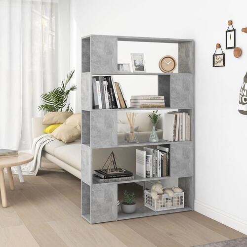 Bogreol/rumdeler 100x24x155 cm konstrueret træ betongrå