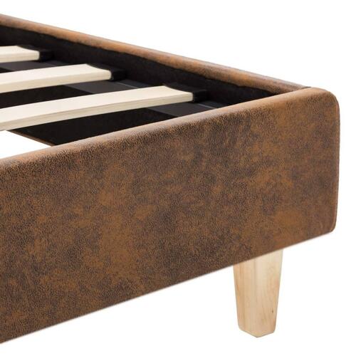 Sengestel 90x200 cm brun imiteret ruskind