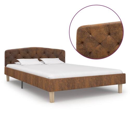 Sengestel 120x200 cm imiteret ruskind brun