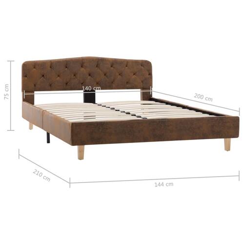 Sengestel 140x200 cm imiteret ruskind brun
