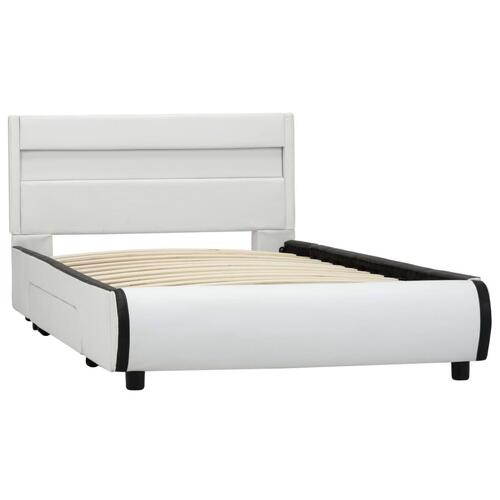 Sengestel med LED 90 x 200 cm kunstlæder hvid